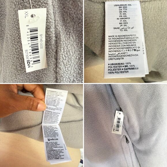 Men Fleece Sweater Jacket Gray Size 2XL Full Zip Polar - Picture 10 of 16